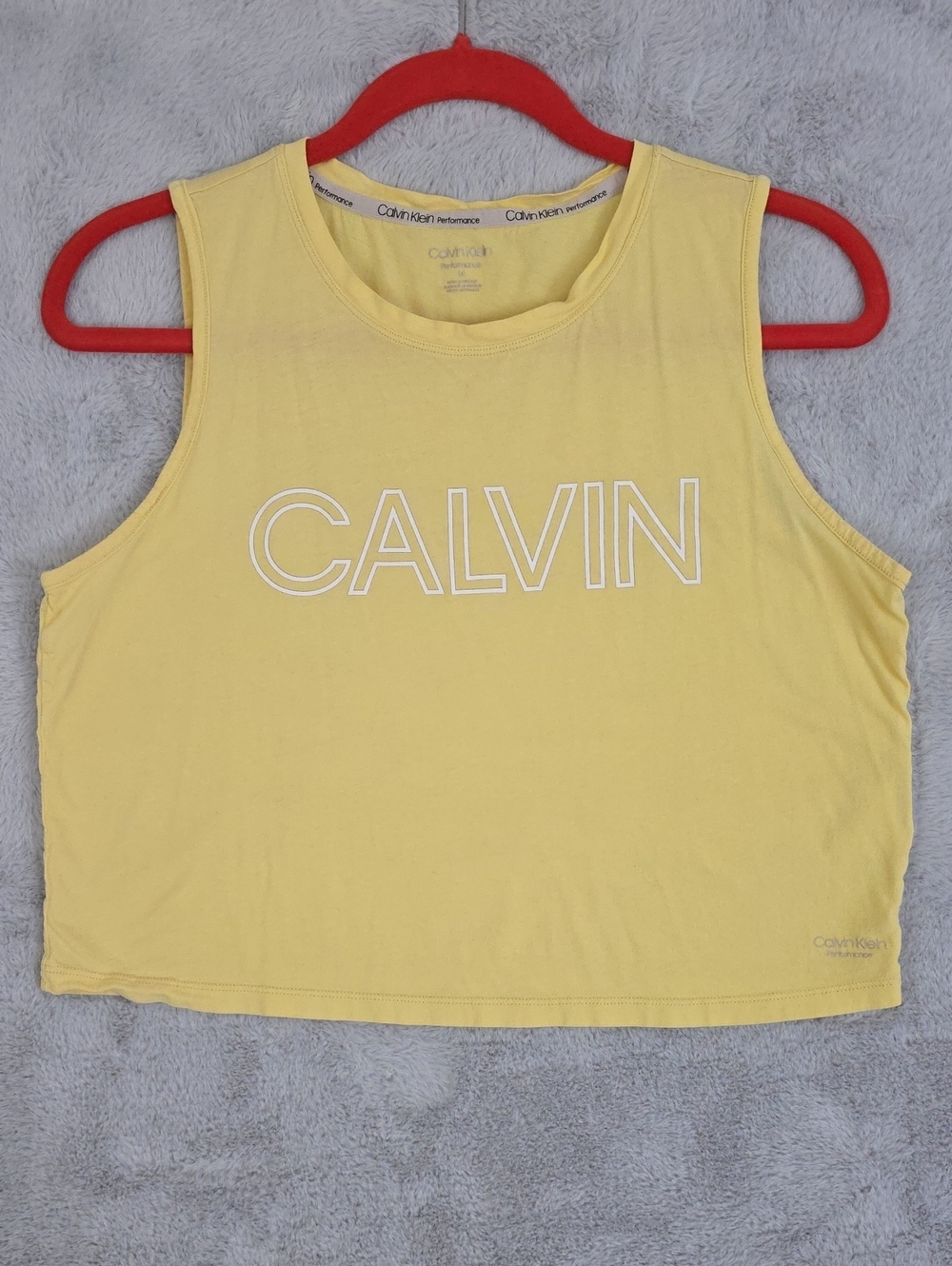 *Calvin Klein Performance Crop Tank Medium Yellow Sleeveless Workout Top